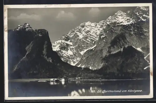 AK St. Bartholomä am Königsee, Kirche, See, Alpenpanorama