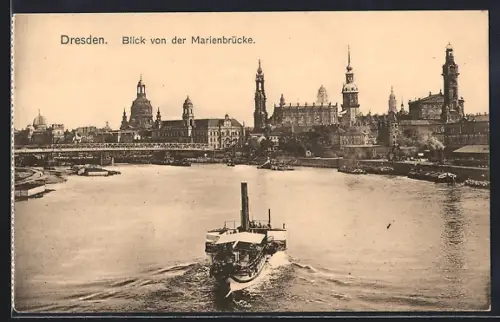 AK Dresden, Blick von der Marienbrücke