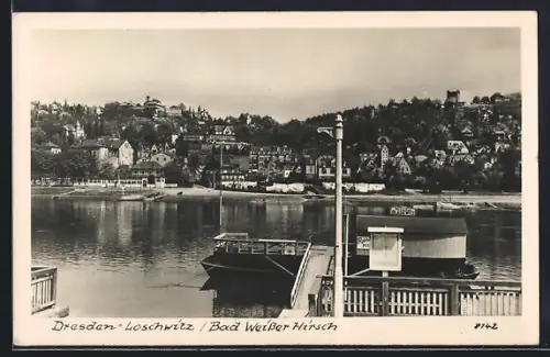 AK Dresden-Loschwitz, Bad Weisser Hirsch, Elbufer, Fähranleger