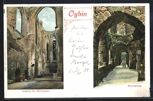 AK Oybin, Kirchenruine, Kreuzgang