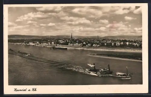 AK Neuwied a. Rh., Rheinpanorama, Dampfschiff, Stadtansicht