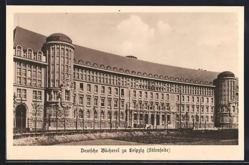 AK Leipzig, Deutsche Bücherei, Stirnseite