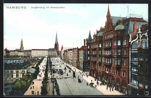 AK Hamburg-Neustadt, Jungfernstieg, Alsterpavillon