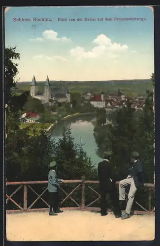 AK Rochlitz, Schloss Rochlitz, Blick von der Bastei auf dem Promenadenwege