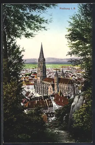 AK Freiburg i. B., Münster, Stadtansicht