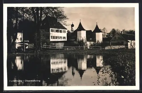 AK München-Obermenzing, Schloss Blutenburg, Wassergraben, Turm