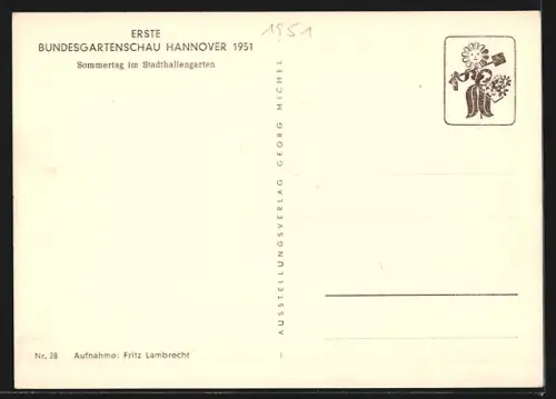 AK Hannover, Erste Bundesgartenschau 1951, Sommertag im Stadthallengarten