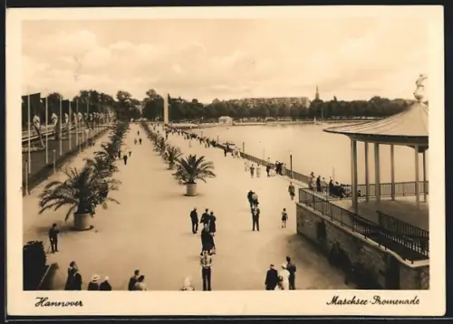 AK Hannover, Maschsee-Promenade, Passanten