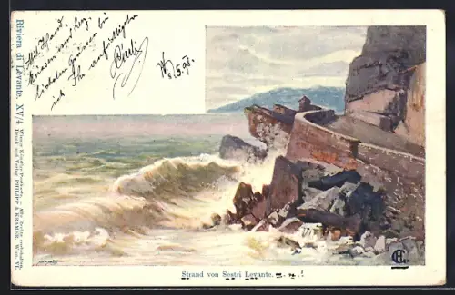Künstler-AK Philipp + Kramer Nr. XV / 4: Sestri Levante, Strand
