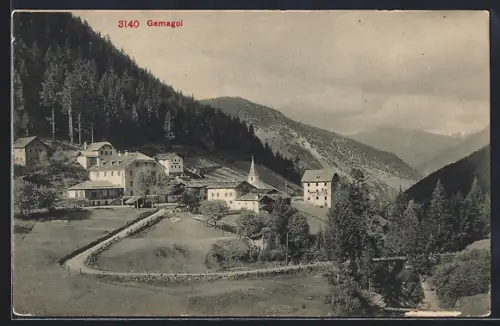 AK Gomagoi, Gesamtansicht mit bergiger Landschaft