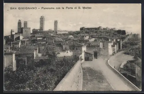 AK San Gimignano, Panorama con la Porta di S. Matteo