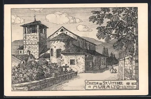 Künstler-AK Muralto, Chiesa di St. Vittore