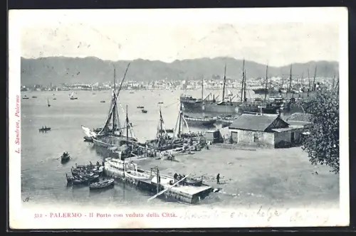 AK Palermo, Il Porto con veduta della Città