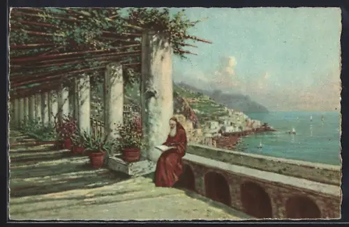 Künstler-AK Amalfi, Panorama dall`Hotel dei Cappuccini