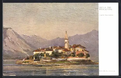 Künstler-AK Isola dei Pescatori /Lago Maggiore, Panorama