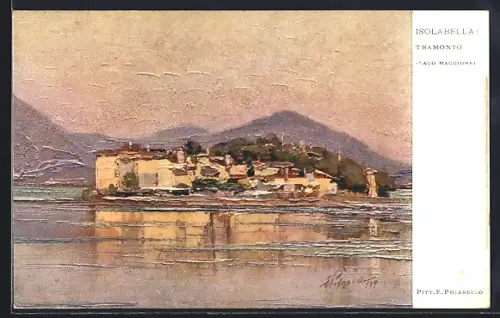 Künstler-AK Isola Bella /Lago Maggiore, Tramonto