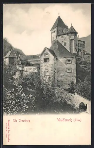 AK Waidbruck, Blick zur Burg Trostburg