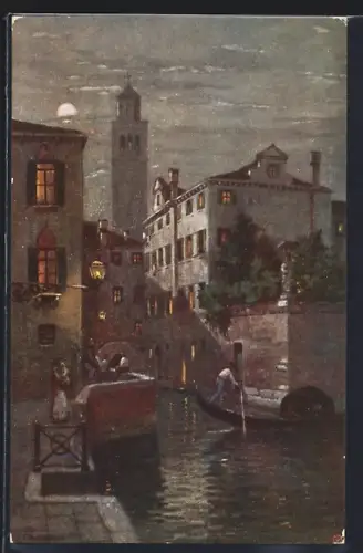 Künstler-AK Venezia, Rio della Fenice