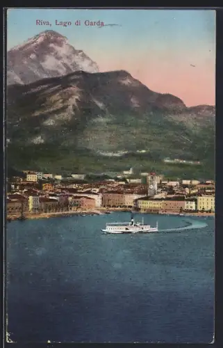 AK Riva /Lago di Garda, Panorama mit Dampfer
