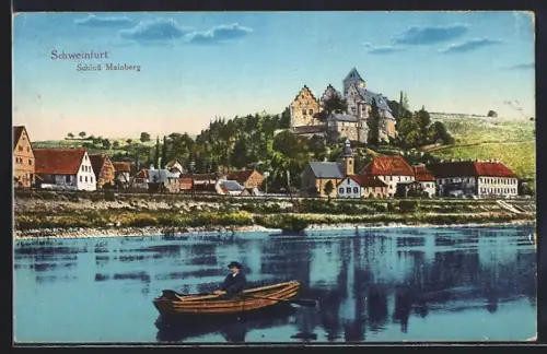 AK Mainberg bei Schweinfurt am Main, Blick zum Ort mit Schloss