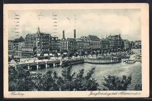 AK Hamburg, Jungfernstieg mit Alsterarcaden