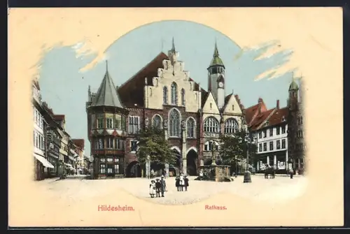 AK Hildesheim, Rathaus mit Brunnen