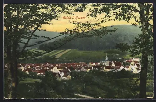 AK Helsa i. Hessen, Teilansicht mit Bäumen