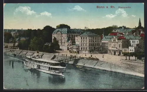 AK Bonn a. Rh., Rheinpartie mit Dampfer