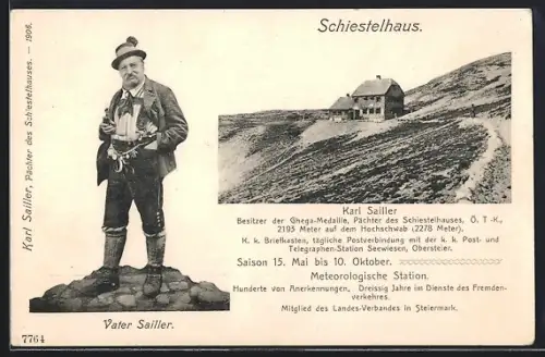 AK Schiestelhaus, Berghütte auf dem Hochschwab, Bergsteiger Karl Sailler