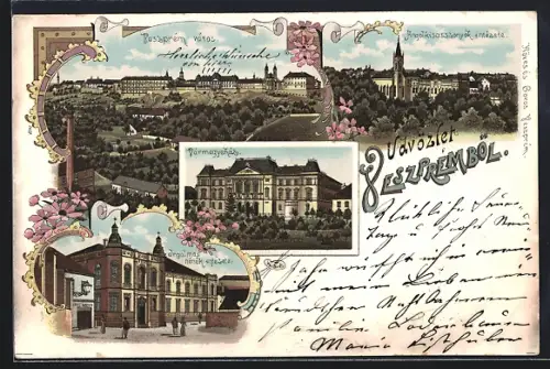 Lithographie Veszprem, Város, Irgalmas nenek intezete, Varmegyehaz
