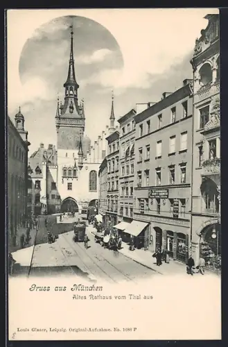 AK München, Altes Rathaus von Tal aus