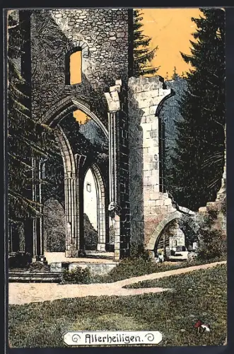 Künstler-AK Allerheiligen, Blick zur Ruine
