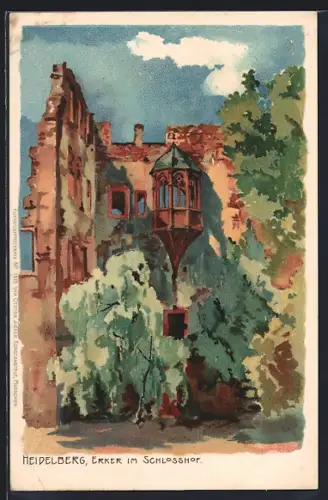 Künstler-AK G. Graf: Heidelberg, Erker im Schlosshof