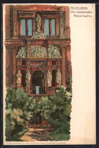 Künstler-AK G. Graf: Heidelberg, Otto Heinrichsbau, Prachtportal
