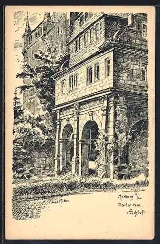 AK Marburg, Partie vom Schloss