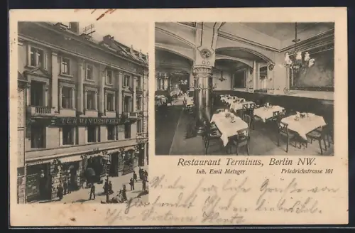 AK Berlin, Friedrichstrasse 101, Restaurant Terminus v. Emil Metzger