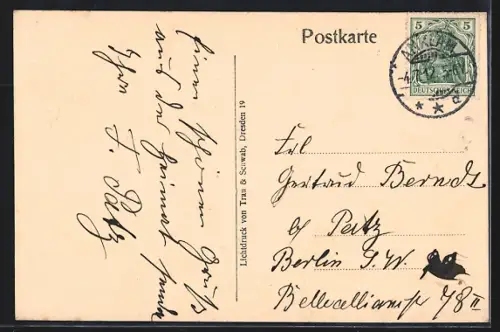AK Anklam, Partie am Markt mit Denkmal