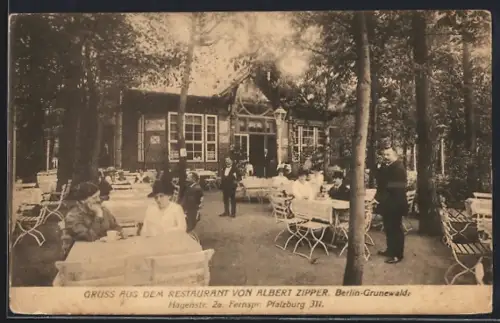 AK Berlin-Grunewald, Restaurant von Albert Zipper, Hagenstrasse 2a