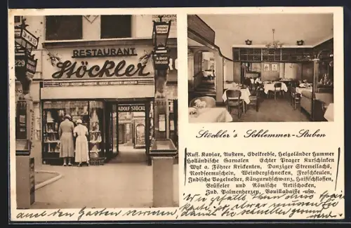 AK Berlin-Charlottenburg, Restaurant Stöckler, Kurfürstendamm 229, Innenansicht