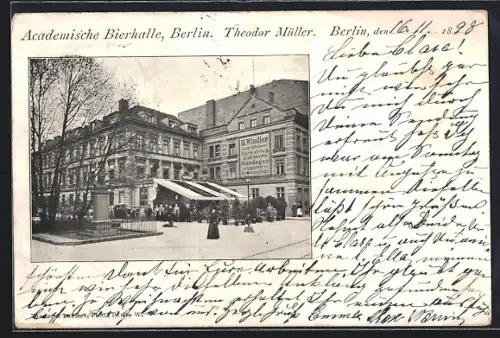 AK Berlin, Hegelplatz 1, Gasthaus Academische Bierhalle von Theodor Müller