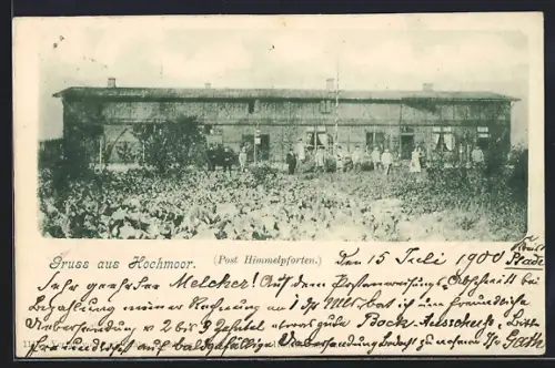 AK Himmelpforten /Stade, Gruppenbild vor dem Gasthof Hochmoor