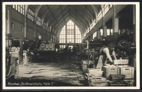 AK München, Grossmarkthalle, Halle I, Innenansicht