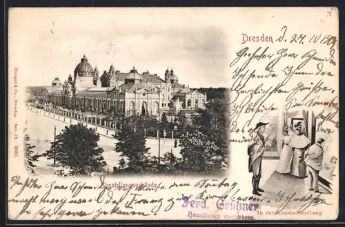 AK Dresden, Ausstellungsgebäude, Besucher in der Kunstausstellung