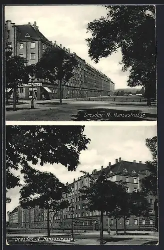 AK Dresden-Neustadt, Partien in der Hansastrasse