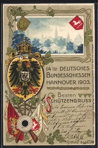 AK Hannover, 14. Deutsches Bundesschiessen 1903, Wappen
