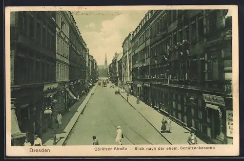 AK Dresden-Neustadt, Görlotzer Strasse, Blick nach der ehem. Schützenkaserne