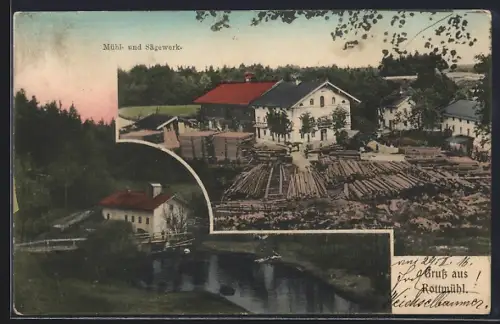 AK Schechen, Rottmühl, Mühl- und Sägewerk an der Rott