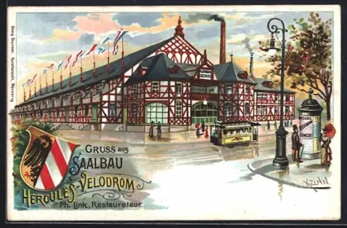 Lithographie Nürnberg, Gasthof Hercules-Velodrom, Inh. Ph. Link