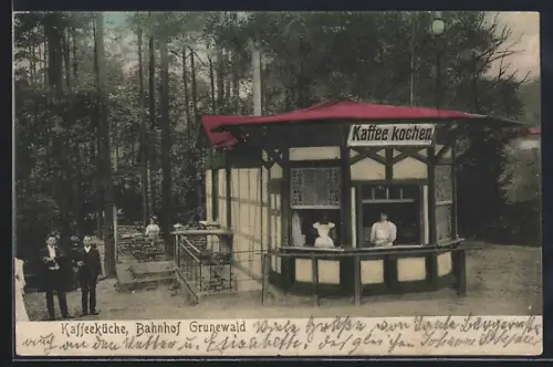 AK Grunewald, Kaffeeküche - Häuschen am Bahnhof