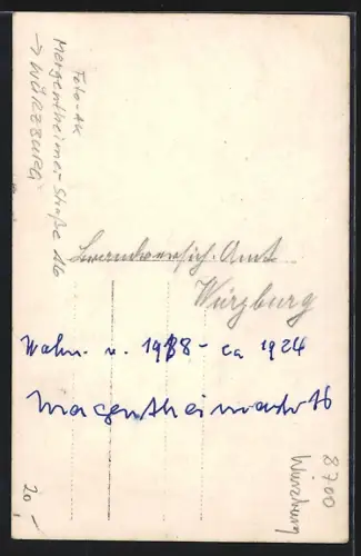 Foto-AK Würzburg, Wohnhaus in der Mergentheimer Strasse 16
